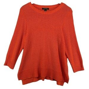 Women’s Lauren Ralph Lauren Orange Cable Knit Crew Neck Sweater‎ Size Large